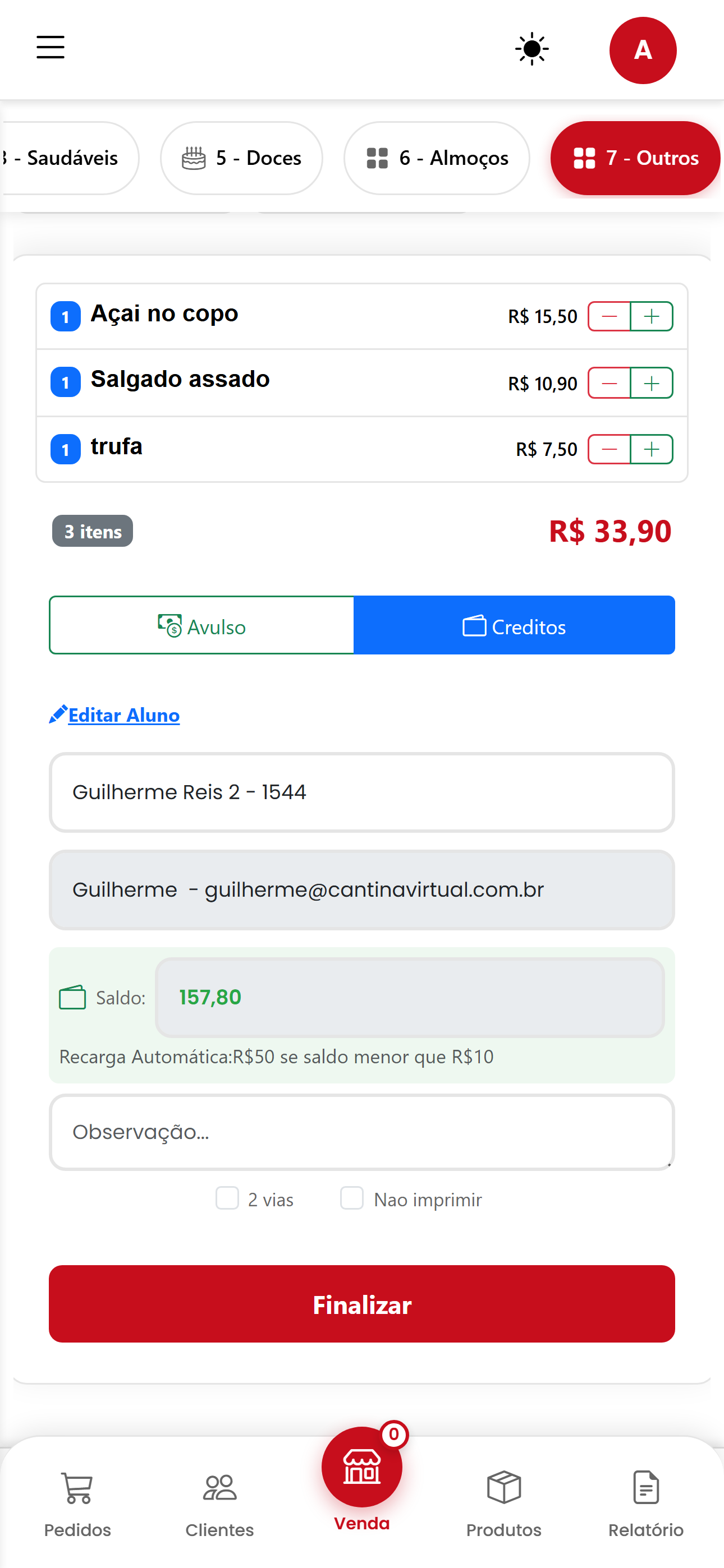 caixa venda credito
